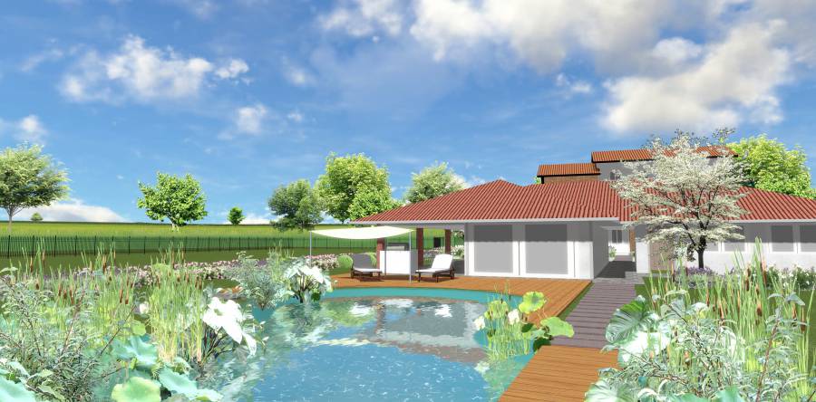 PARCO E BIO-LAGO per antico casolare in campagna