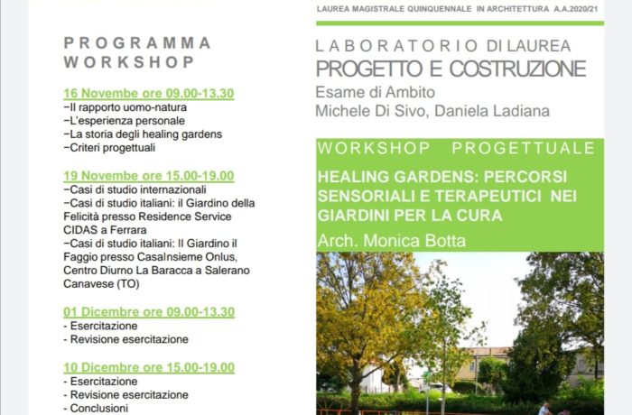 WORKSHOP Healing gardens: percorsi sensoriali terapeutici nei giardini per la cura