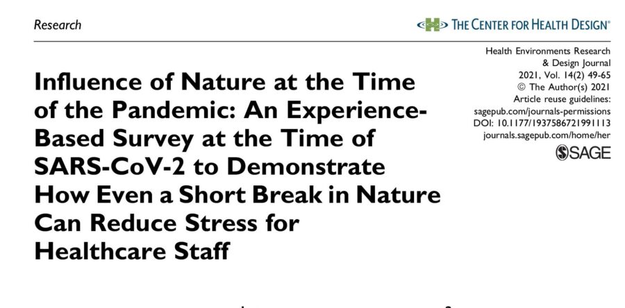 Influence of Nature at the Time of the Pandemic: An Experience-Based Survey at the Time of SARS-CoV-2 to Demonstrate How Even a Short Break in Nature Can Reduce Stress for Healthcare Staff
